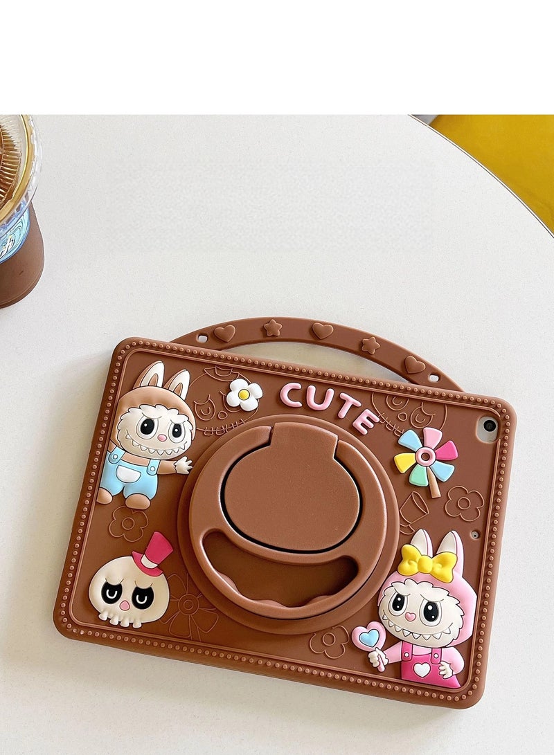 Compatible with iPad 7/8/9 10.2-inch (2019-2021) Cartoon Labubu Silicone Case Rotating Stand Drop-Proof Tablet Cover - Image 3
