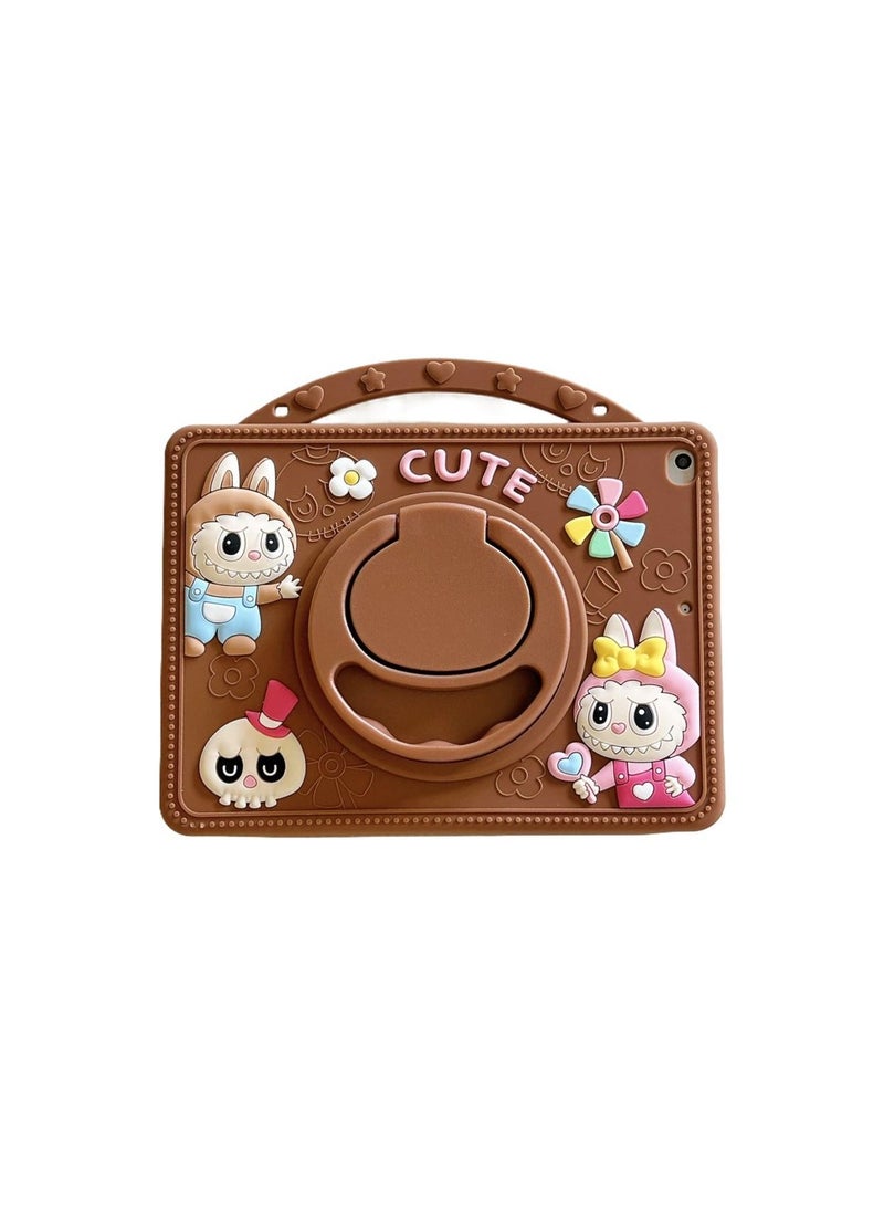 Compatible with iPad 7/8/9 10.2-inch (2019-2021) Cartoon Labubu Silicone Case Rotating Stand Drop-Proof Tablet Cover - Image 1