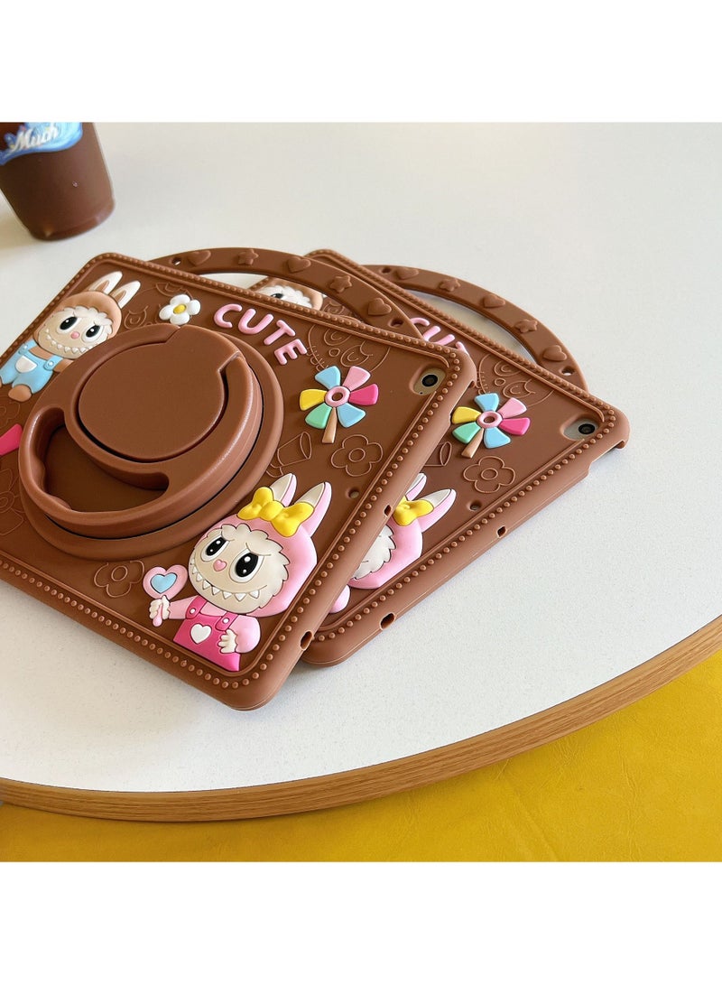 Compatible with iPad 7/8/9 10.2-inch (2019-2021) Cartoon Labubu Silicone Case Rotating Stand Drop-Proof Tablet Cover - Image 2