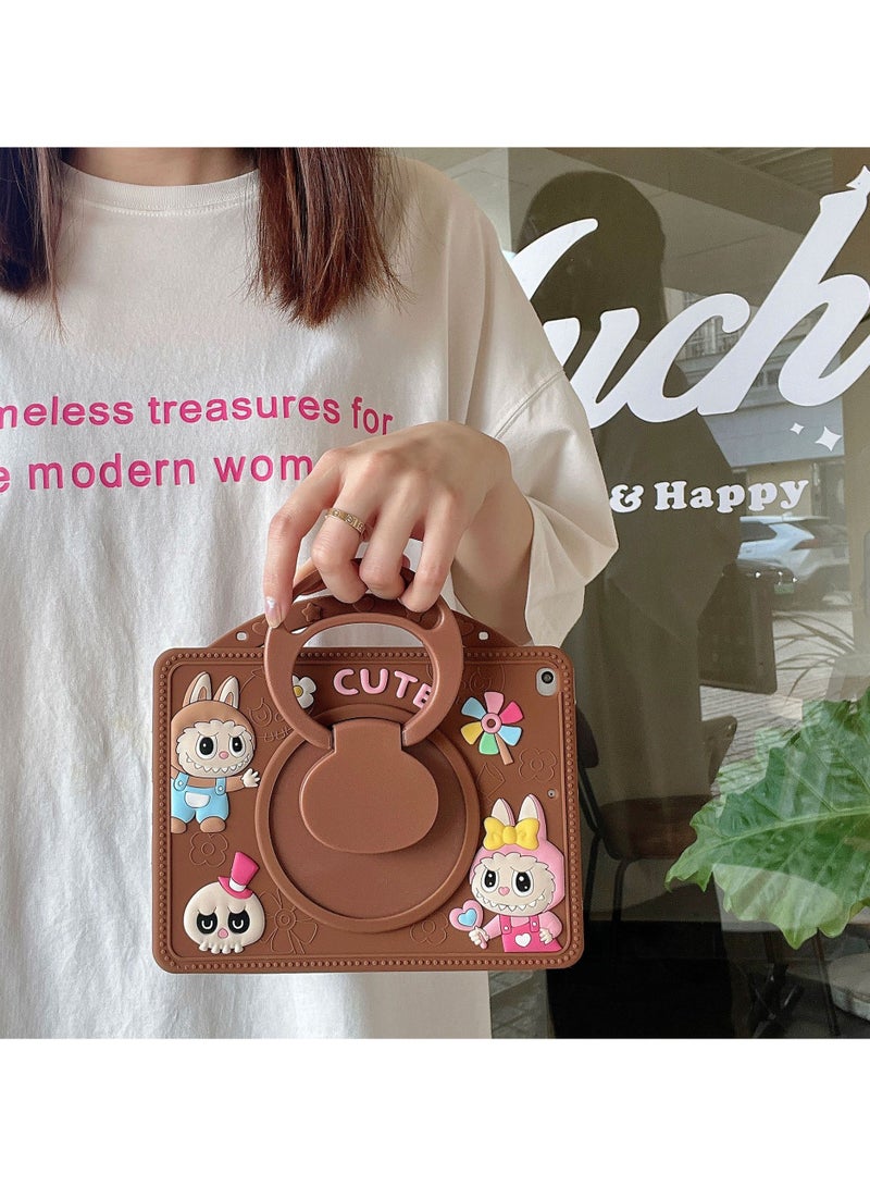 Compatible with iPad 7/8/9 10.2-inch (2019-2021) Cartoon Labubu Silicone Case Rotating Stand Drop-Proof Tablet Cover - Image 4