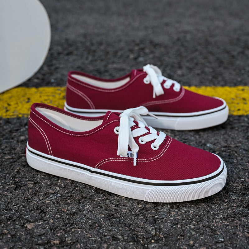 Unisex Canvas Casual Shoes Breathable Lace-Up Flat Sole - Image 2