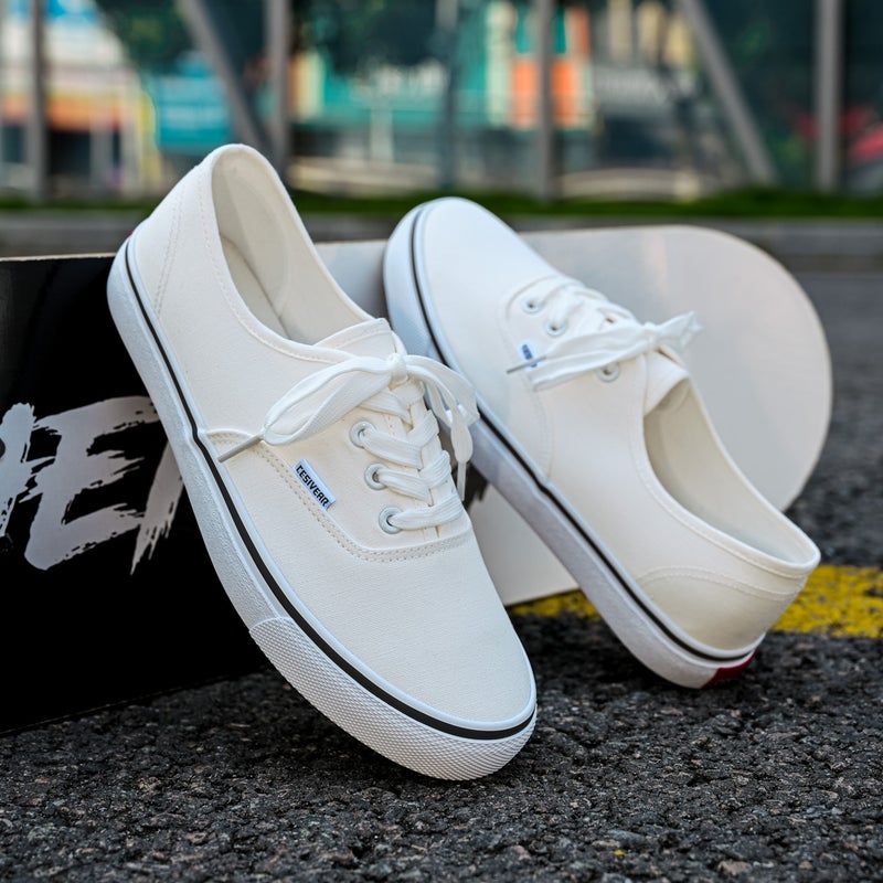 Unisex Canvas Casual Shoes Breathable Lace-Up Flat Sole - Image 3