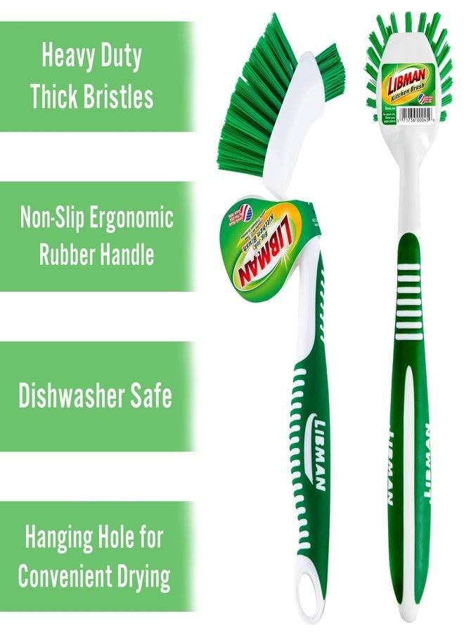 Tribello Libman Dish Brush Set with Long Handle - Deep Cleaning Brushes - Dish Scrubber & Scraper - Kitchen Scrub Brush for Dishes, Sinks, Pots, Pans, Vegetables - Image 2