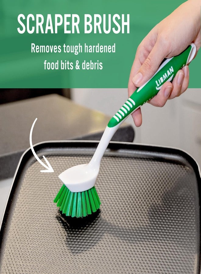 Tribello Libman Dish Brush Set with Long Handle - Deep Cleaning Brushes - Dish Scrubber & Scraper - Kitchen Scrub Brush for Dishes, Sinks, Pots, Pans, Vegetables - Image 3