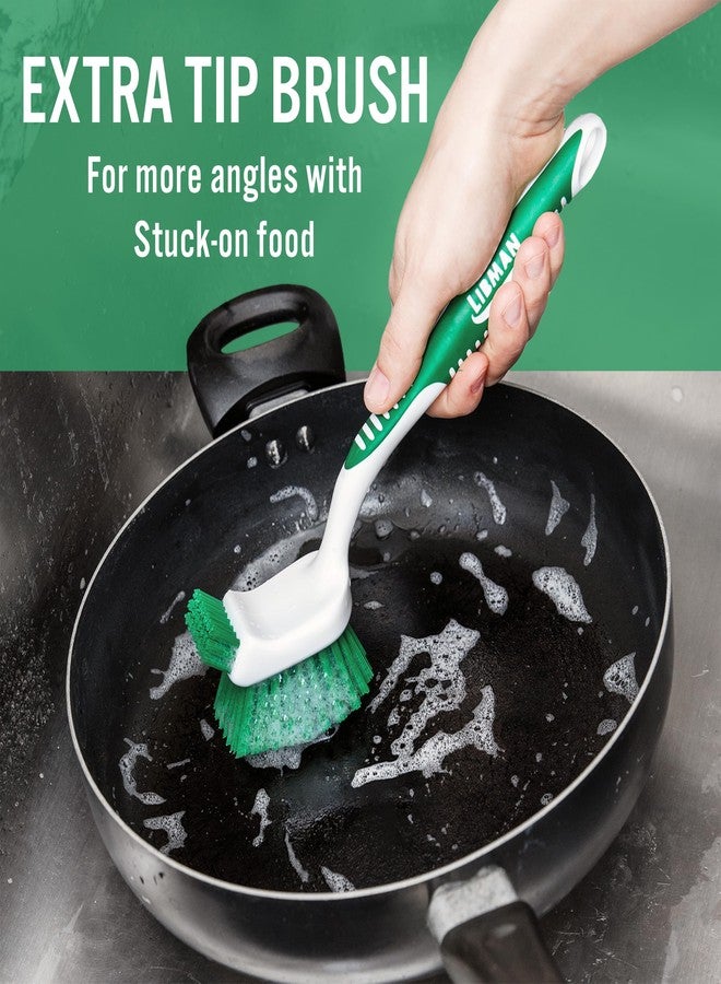 Tribello Libman Dish Brush Set with Long Handle - Deep Cleaning Brushes - Dish Scrubber & Scraper - Kitchen Scrub Brush for Dishes, Sinks, Pots, Pans, Vegetables - Image 4