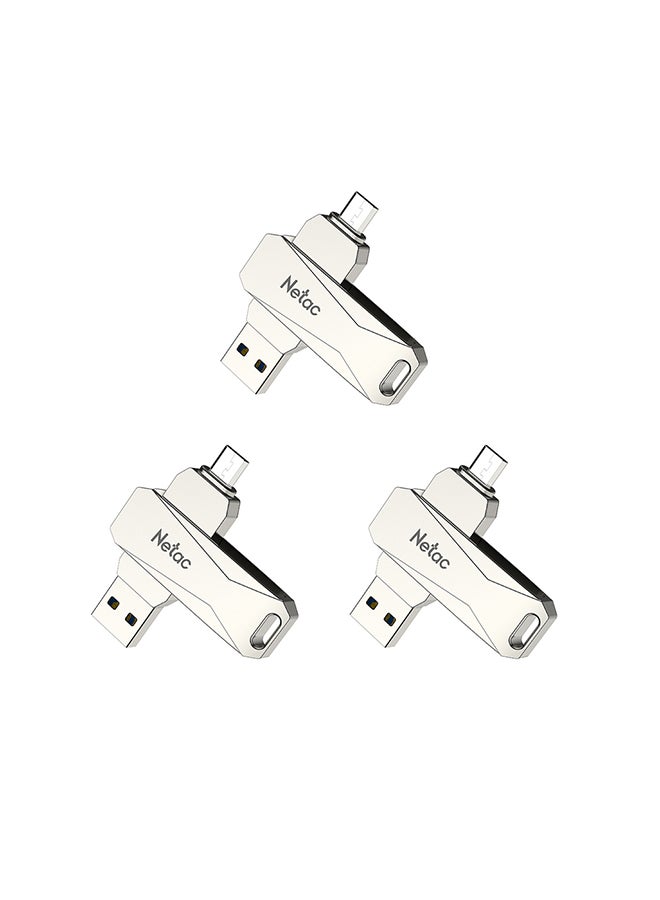 Netac Micro USB Double Interface Flash Drive Plug U381_1 Silver - Image 3