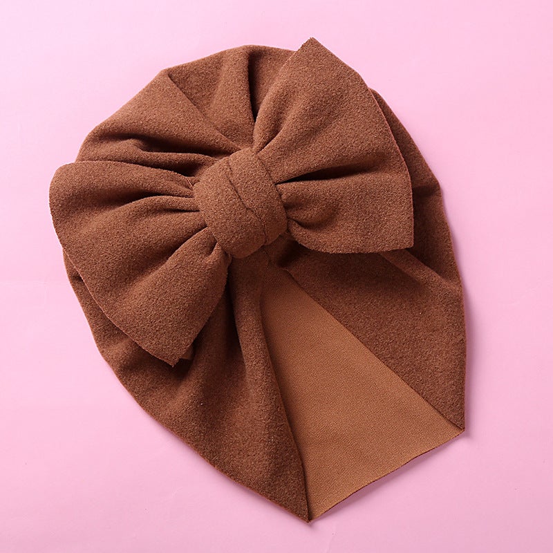 Generic Double Bow Cashmere-like Kids Cap 6 Brown