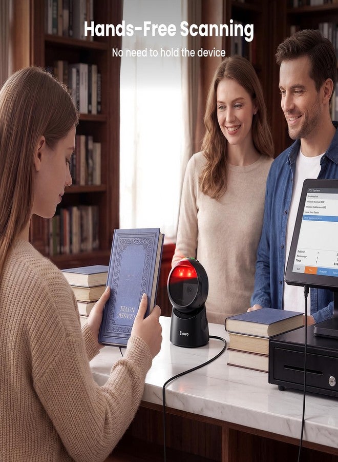 Eyoyo 2D USB Barcode Scanner, Hands-Free Desktop Automatic Omnidirectional QR Code Scanner, Wired Bar Code Reader with 1D 2D Mode Switch Button for Retail, Supermarket, Warehouse, Library, POS Systems - Image 5