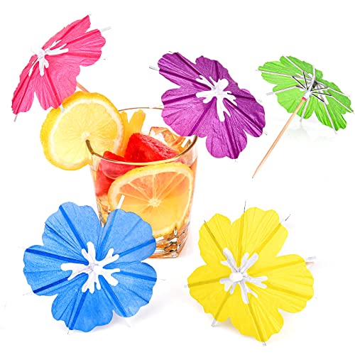 Drink Umbrellas Cocktail Picks Parasol Cocktail Sticks with Wood Toothpicks for Summer Hawaiian Cupcake Toppers Umbrella Sticks Tropical Wedding Party Decor150 Pieces