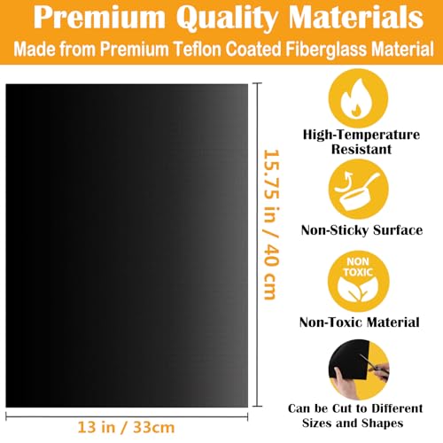 DAILY ART Grill Mats for Outdoor Grill, Dailyart Grill Mats Non Stick Set of 5 BBQ Grill Mat Baking Mats Teflon BBQ Grilling Accessories Reusable,Works on Gas, Charcoal, Electric Grill 15.75 x 13-Inch, Black - Image 2