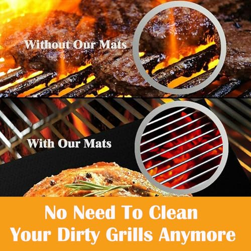 DAILY ART Grill Mats for Outdoor Grill, Dailyart Grill Mats Non Stick Set of 5 BBQ Grill Mat Baking Mats Teflon BBQ Grilling Accessories Reusable,Works on Gas, Charcoal, Electric Grill 15.75 x 13-Inch, Black - Image 3