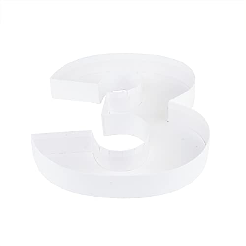WENPACK 12.5" Cardboard Carton Number Shaped Tray for Charcuterie Mache Fresas Fillable Sweets Candy Box with Clear Lid (White, 3) - Image 5