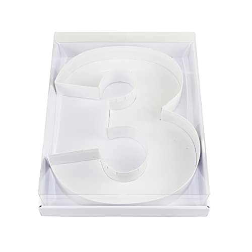 WENPACK 12.5" Cardboard Carton Number Shaped Tray for Charcuterie Mache Fresas Fillable Sweets Candy Box with Clear Lid (White, 3) - Image 1