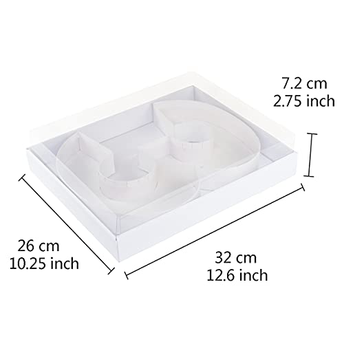 WENPACK 12.5" Cardboard Carton Number Shaped Tray for Charcuterie Mache Fresas Fillable Sweets Candy Box with Clear Lid (White, 3) - Image 3