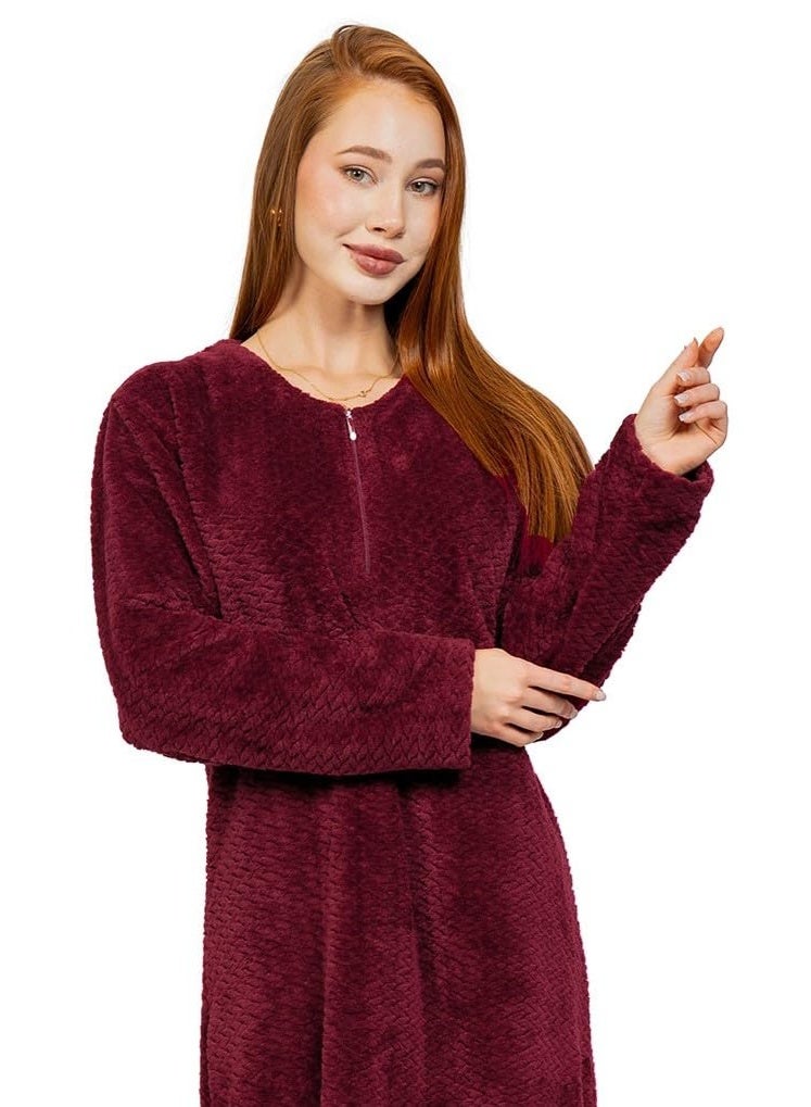 دعدوش  عباية نسائية شتوية فاخرة من الفرو الناعم، تصميم طويل أنيق - ثوب  نسائي طويل بأكمام طويلة،  عباءة حريمي شتوي ,قميص نوم ماكسي من دعدوش - Image 2