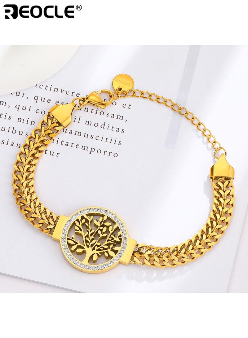 REOCLE Titanium Steel Plated Bracelet with Tree of Life Design Fashionable Men's Wristband Durable Stylish Suitable for Daily Wear Parties Casual Occasions Ideal for Gifts for Men for Guys for Adults Durable 304  Stainless Steel Pendant - Image 4