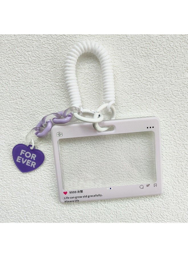 NIBEMINENT 1 - Piece Transparent Polaroid Kpop Photo Card Holder Pendant Key Chain ID Badge Holder ID Card Holder Photo Card Protector for School ID Office ID Access Card for Women Girls - Image 1