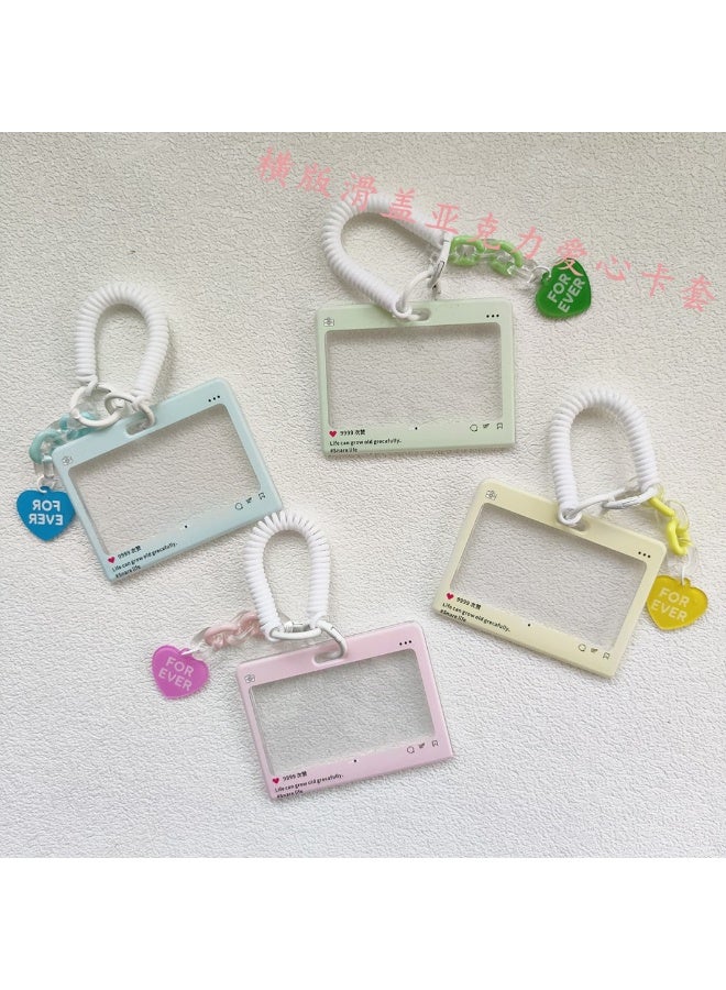 NIBEMINENT 1 - Piece Transparent Polaroid Kpop Photo Card Holder Pendant Key Chain ID Badge Holder ID Card Holder Photo Card Protector for School ID Office ID Access Card for Women Girls - Image 2