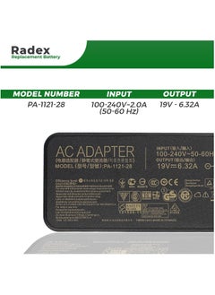 RADEX Laptop Power Adapter (120W 19V / 6.32A) Compatible with Asus Rog Gaming, R510CA, A750L, A8JS, A8N, C90, C90S, ZX53VW, ZX53VD, ZX53VE Series (Without Power Cable)  - Image 2