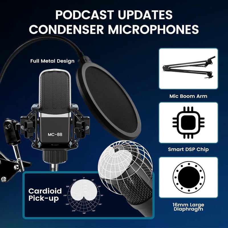 ALSO GO Upgraded Podcast Microphone Bundle, Podcast Equipment Bundle for 2, Recording Studio Equipment for Podcasting, Recording, Singing, Streaming, Gaming - Image 3