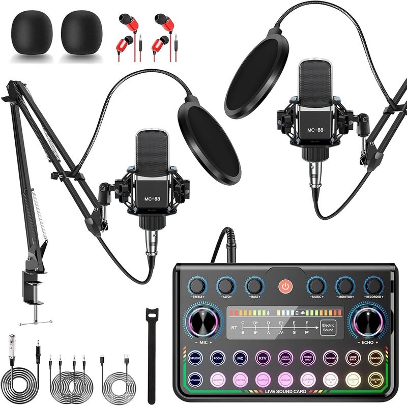 ALSO GO Upgraded Podcast Microphone Bundle, Podcast Equipment Bundle for 2, Recording Studio Equipment for Podcasting, Recording, Singing, Streaming, Gaming - Image 1