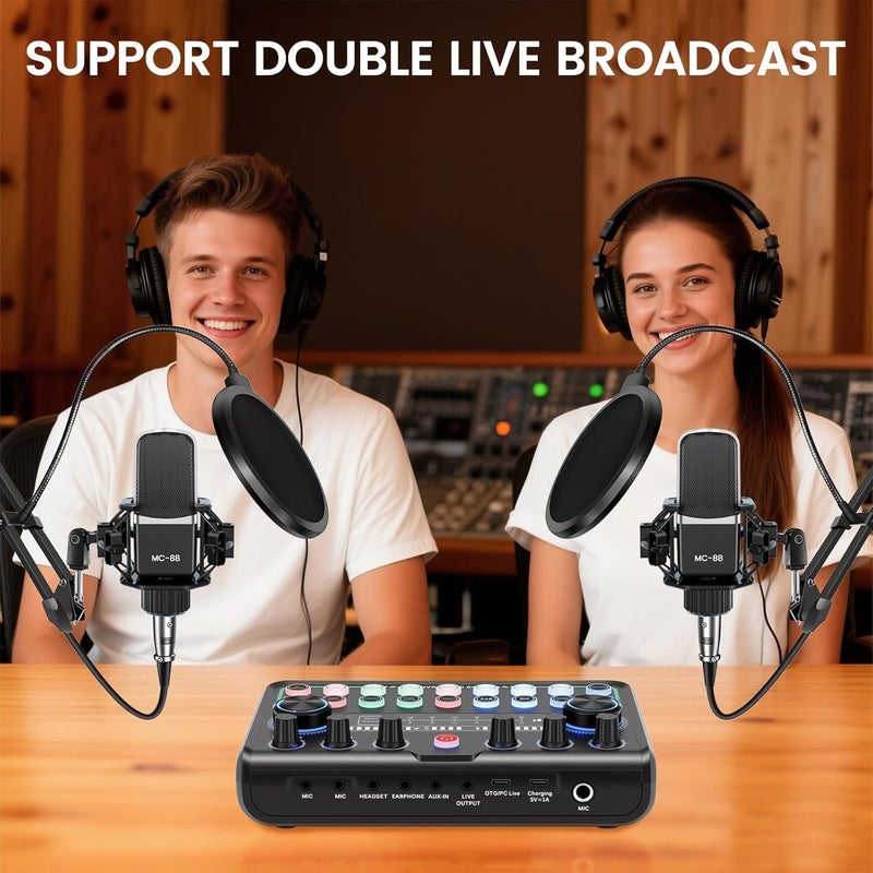 ALSO GO Upgraded Podcast Microphone Bundle, Podcast Equipment Bundle for 2, Recording Studio Equipment for Podcasting, Recording, Singing, Streaming, Gaming - Image 2