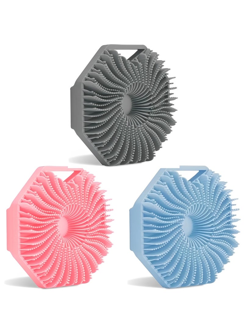3PCS Antimicrobial Silicone Body Scrub, Body Scrub for Sensitive Skin, Eco-Friendly Bath Brush, Silicone Body Bath Brush, Charcoal - Image 1