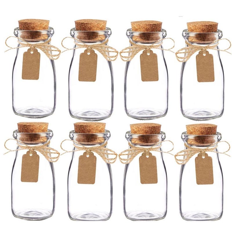 Bodosac Awtlife 15pcs Vintage Glass Milk Favor Jar with Cork Lids for Wedding Party Favor34oz