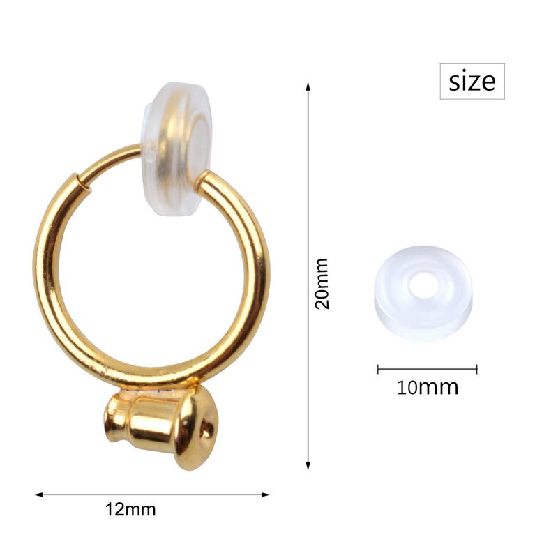 Jdesun 12 Pieces Clip-on Earring Converter Components with Post and 12 Pieces Silicone Earring Pads for None Pierced Ears, 2 Colors - Image 2