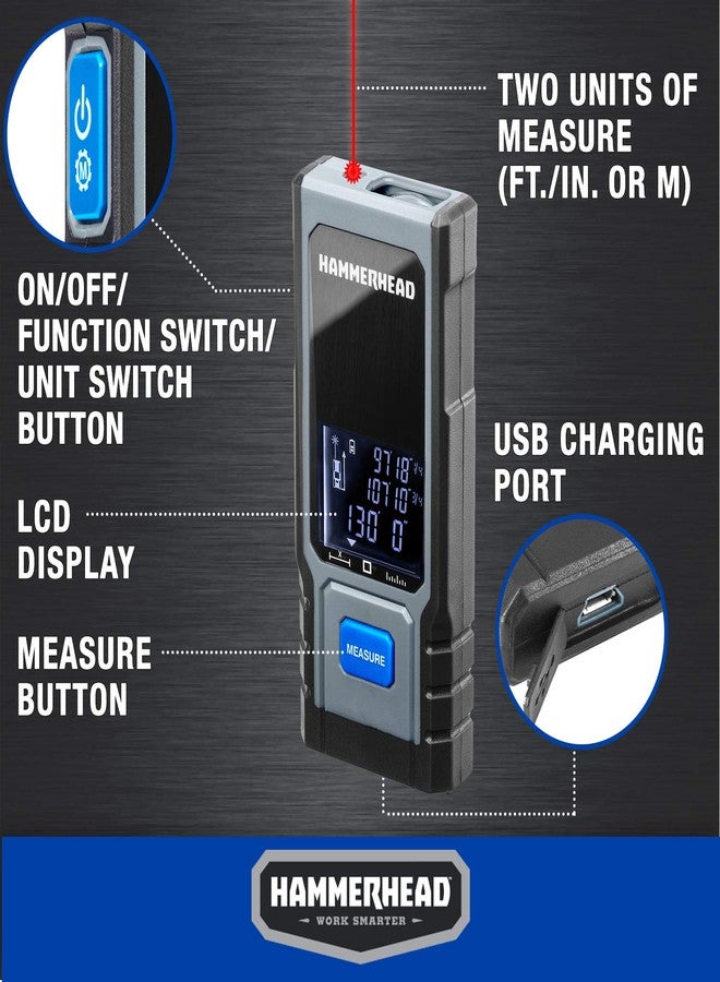 Hammerhead Rechargeable Compact 130ft Laser Measuring Tool - HLMT130 - Image 3
