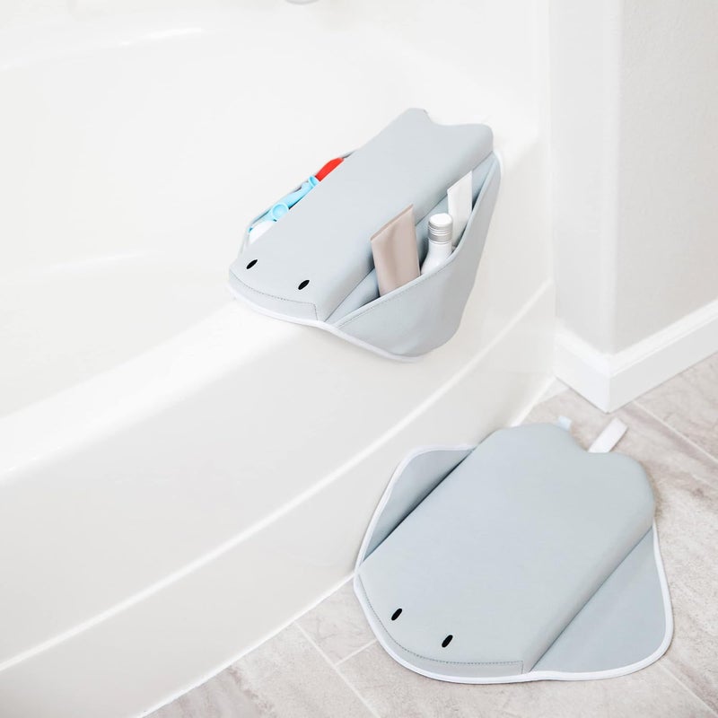 Ubbi Stingray Kneeler, Elbow Rest & Hooded Towel Bundle, Baby and Toddler Bath Time Must Haves for Parents and Baby, Gray - Image 3