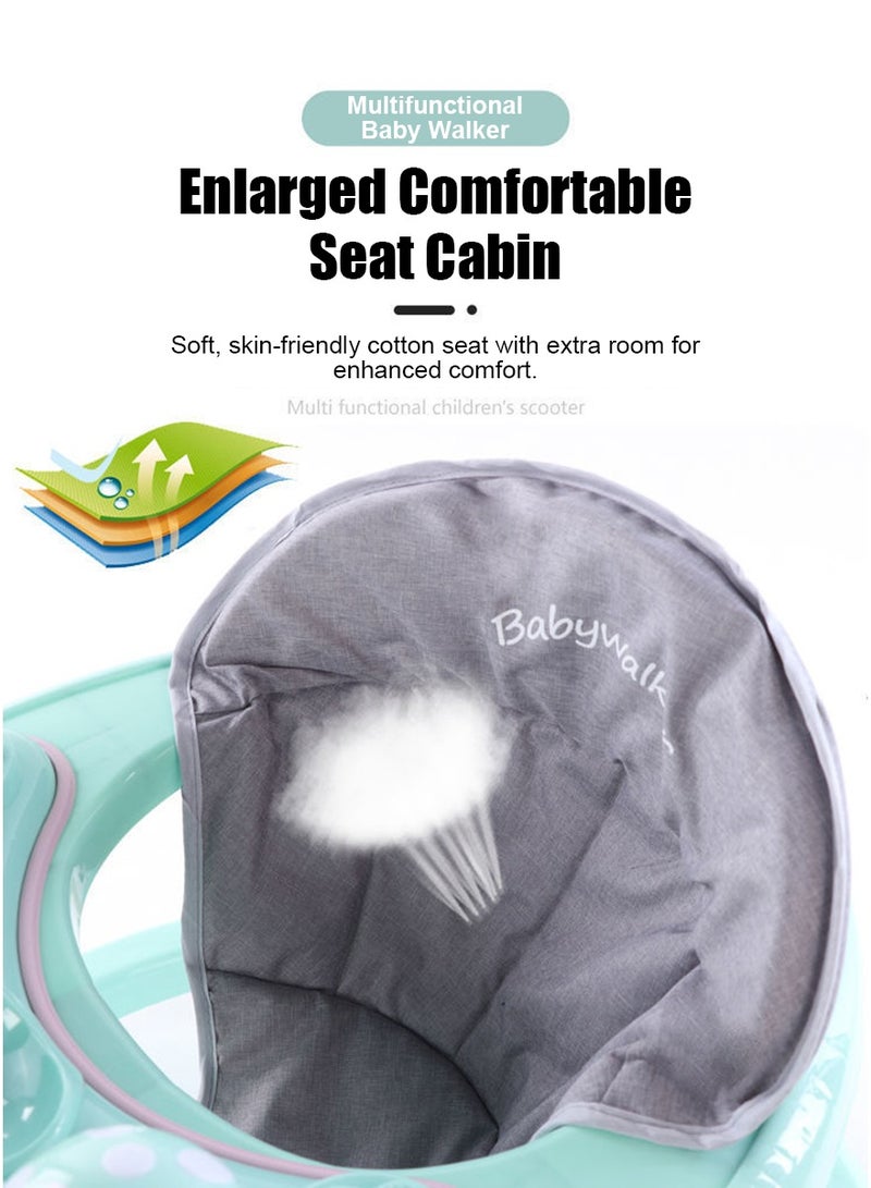 Baby Walker Foldable with Removable Dinner Plate, Baby Walkers and Activity Center for Boys Girls Babies 6-18 Months, Baby Walker with Wheels Portable, Multifunctional Round Kids Walker with Parent Push Handle and sunshade - Image 4