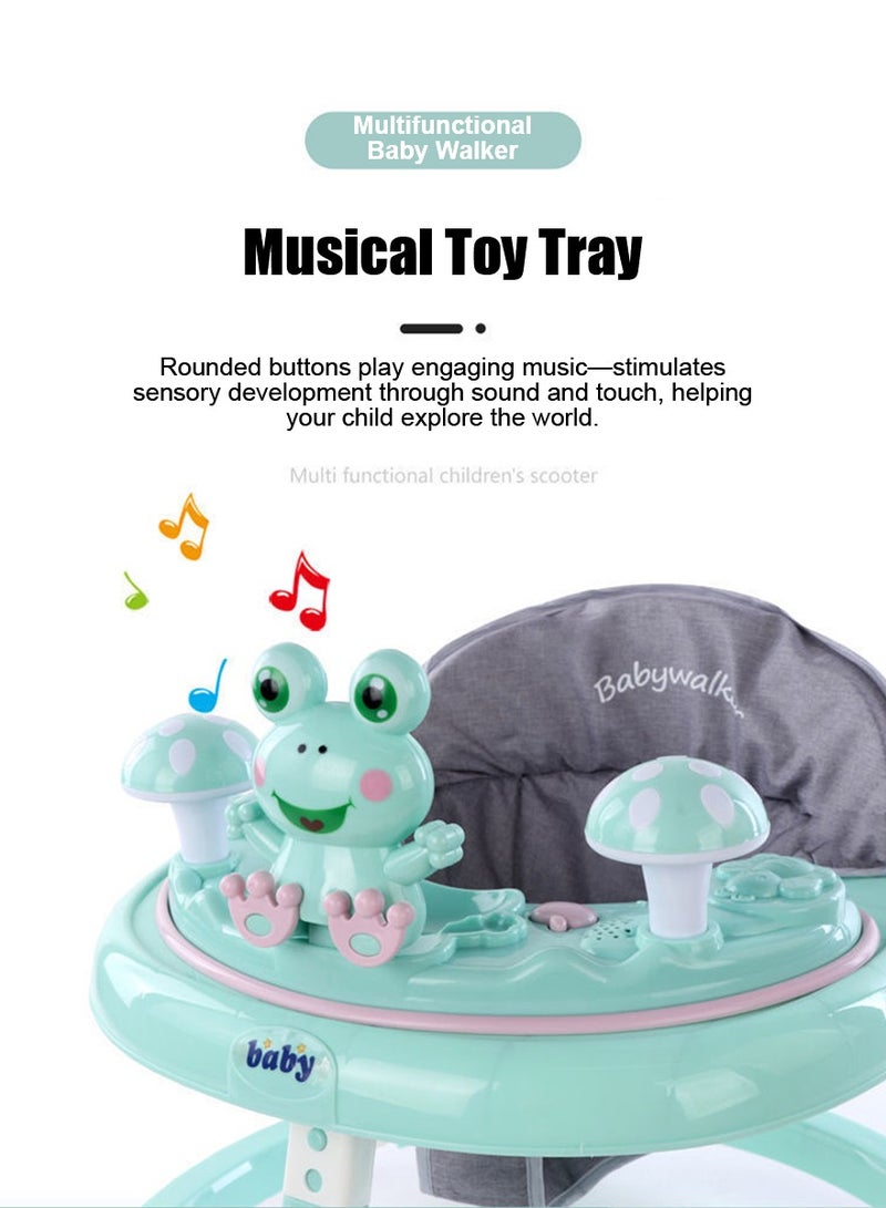 Baby Walker Foldable with Removable Dinner Plate, Baby Walkers and Activity Center for Boys Girls Babies 6-18 Months, Baby Walker with Wheels Portable, Multifunctional Round Kids Walker with Parent Push Handle and sunshade - Image 5