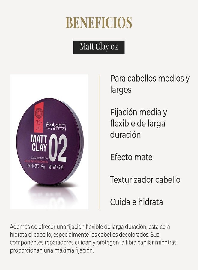 SALERM - Hair Wax - Pro Line Matt Clay 02-125 ml - for Medium and Long Hair - Medium and Flexible Hold - Long-Lasting - Matte Finish - Hair Texturizer - Nourishes and Hydrates - Image 3