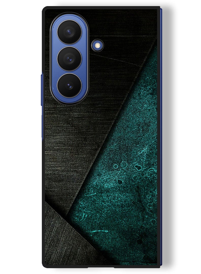 Theodor Case Compatible with Samsung Galaxy Z Fold 7 - 8 Inch Protection Shockproof Bumper Cover Black Dark Green Pattern - Image 1