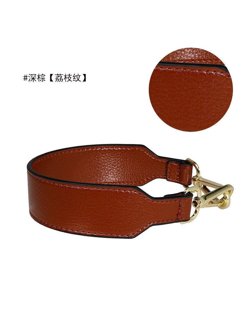 Generic Handbag with new strap solid color black fashion Joker brand genuine purchasing shoulder bandwidth bag with accessories 41cm deep brown lychee pattern 
