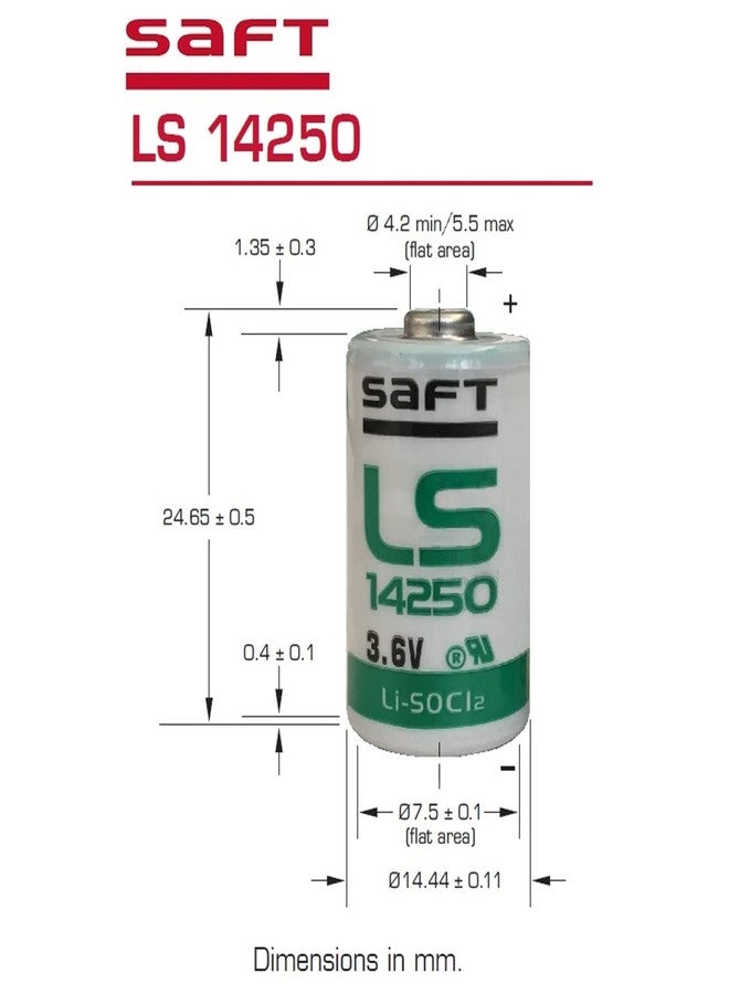 سافت بطاريتان ليثيوم SAFT LS14250_TAB 1/2AA 3.6V 1200mAh لعدادات المرافق الذكية، وأنظمة الطاقة الاحتياطية للطوارئ، والذخائر الذكية، وأجهزة الاستشعار غير المراقبة، وأنظمة تتبع RFID. رقم القطعة المصنعة: 700053، رقم المخزون الوطني: 6135-01-669-4691 - Image 5