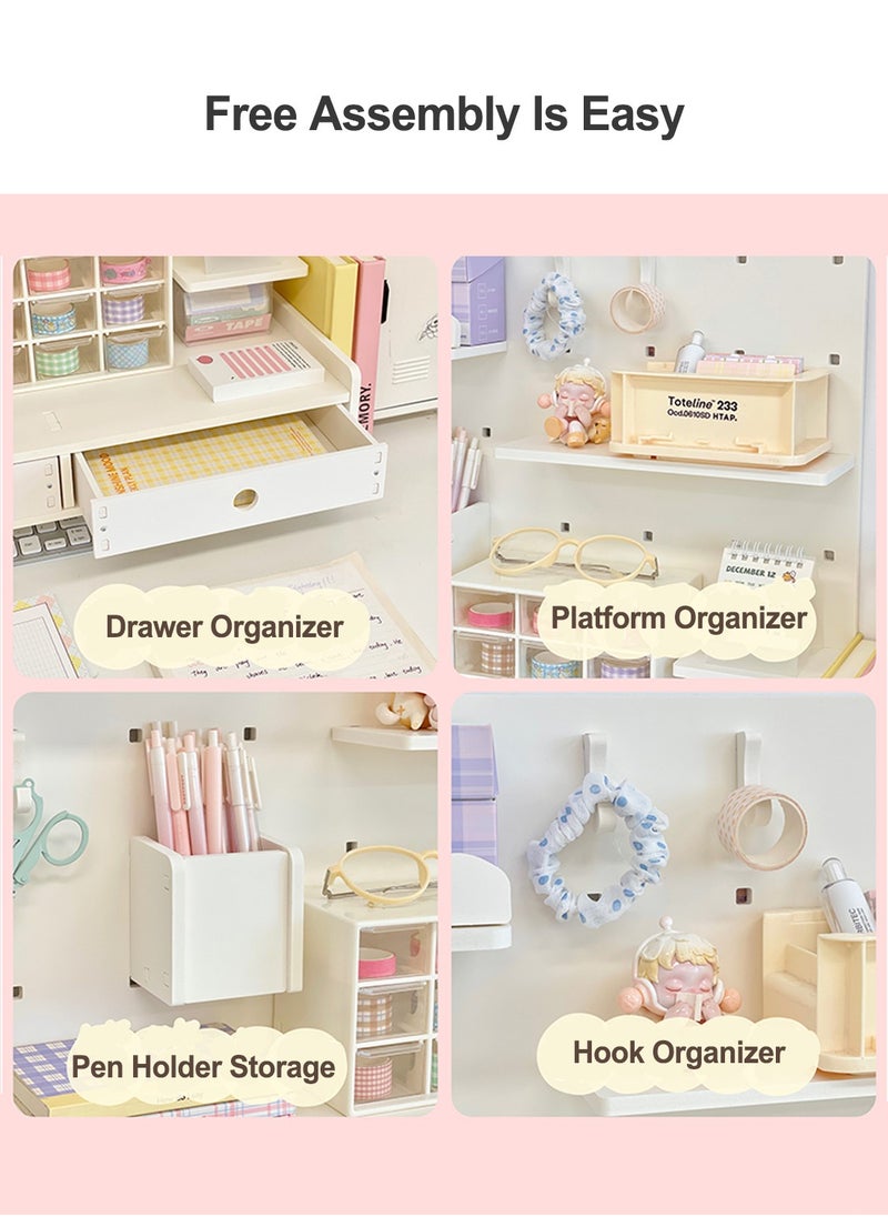 Office Storage Hole Board Desktop Vertical Board Organizer Desk Hooks Drawer Partition Desktop Layered Shelves