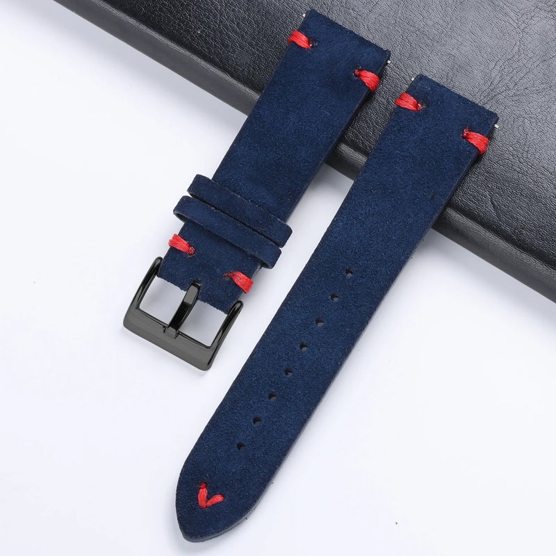 Bluejw 18mm Vintage Suede Leather Watch Band - Quick Release Replacement Strap for Smart Watches - Image 1