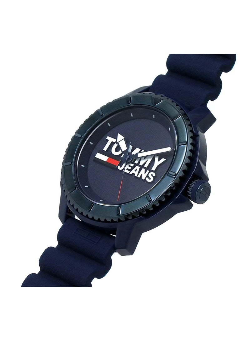 تومي جينز ساعة تومي جينز كوارتز للرجال، أنالوج وحزام سيليكون، 1792000، أزرق - Image 4