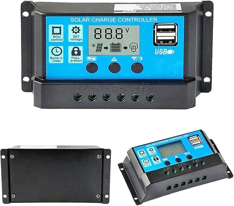 وحدة التحكم بالشحن الشمسي 20 أمبير PWM 12 فولت 24 فولت قابلة للتعديل بشاشة LCD وإعداد المؤقت - Image 1