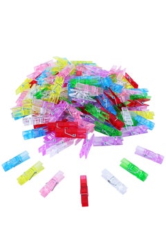 SYOSI 140 Pcs Mini Photo Clips Colored  Small Clips for Hanging Picture String 1.37 Inch Plastic Clothes Pins Transparent 7 Colors  - Image 1