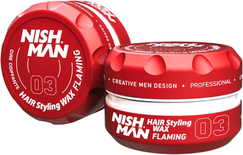 NISHMAN Nish Man Hair Styling Gel, Hair Wax for Men, 03 Flaming, Red, 150 ml | Edge Control | Ultra High Strong Hold | Hair Clay Aqua Wax | Wax Stick Hair | Men's Hair Gel (03 Flaming) - Image 1