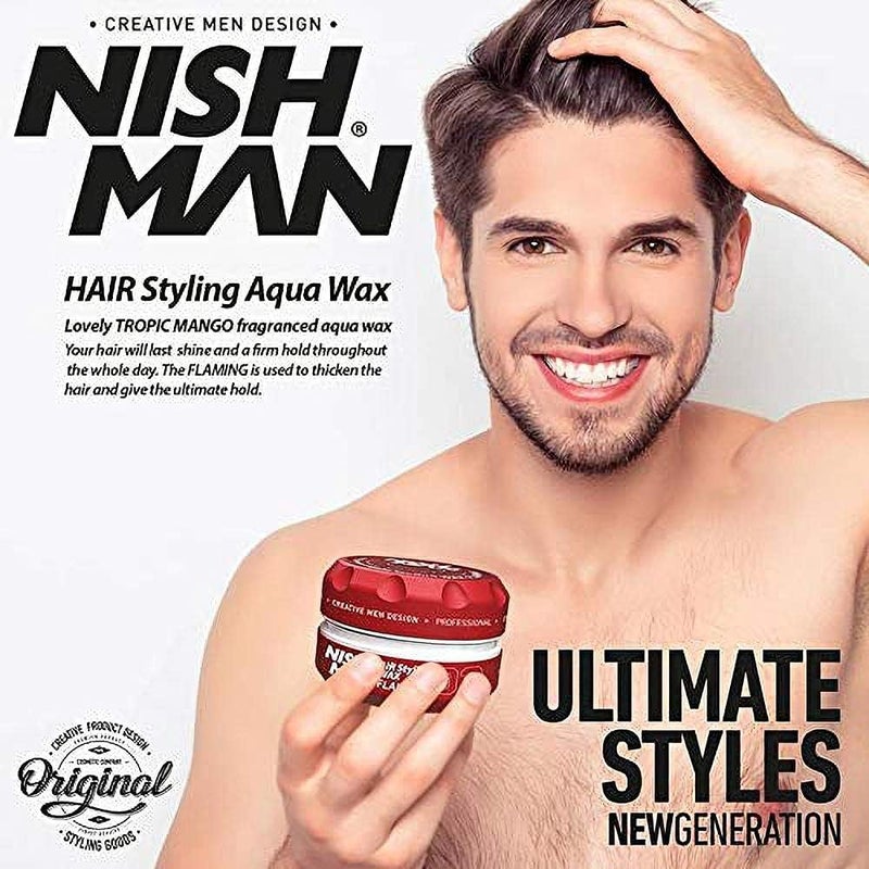 NISHMAN Nish Man Hair Styling Gel, Hair Wax for Men, 03 Flaming, Red, 150 ml | Edge Control | Ultra High Strong Hold | Hair Clay Aqua Wax | Wax Stick Hair | Men's Hair Gel (03 Flaming) - Image 5