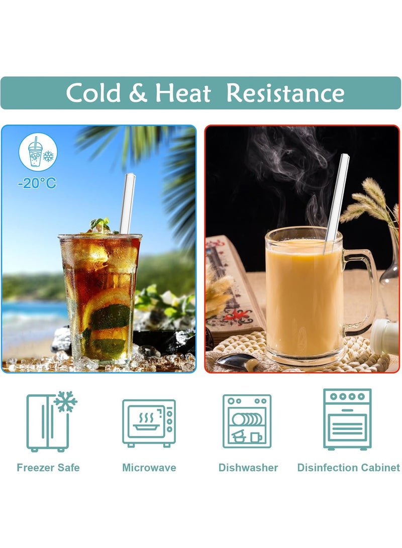 KBKBART Breakproof Glass Straws - Durable Reusable Glass Straws 8 Pack with 1 Cleaning Brush - Image 3