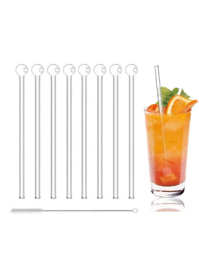 KBKBART Breakproof Glass Straws - Durable Reusable Glass Straws 8 Pack with 1 Cleaning Brush - Image 1