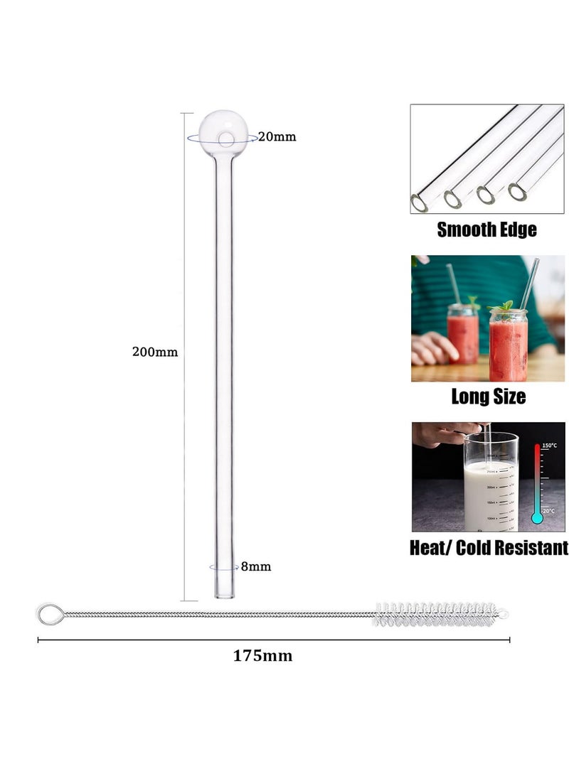 KBKBART Breakproof Glass Straws - Durable Reusable Glass Straws 8 Pack with 1 Cleaning Brush - Image 2