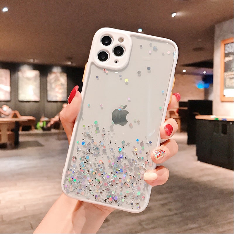 iPhone16 Glitter Dropping Mobile Phone Case with Fine Hole Transparent Color Edge iPhone15 Gradient Drop-resistant Mobile Phone Case - Image 1
