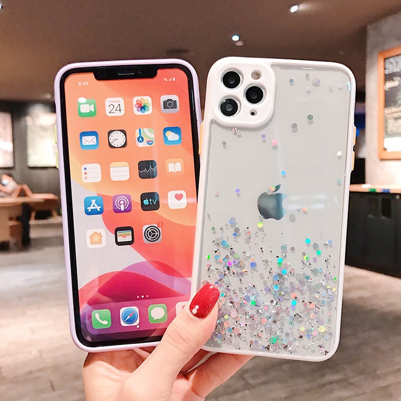 iPhone16 Glitter Dropping Mobile Phone Case with Fine Hole Transparent Color Edge iPhone15 Gradient Drop-resistant Mobile Phone Case - Image 2