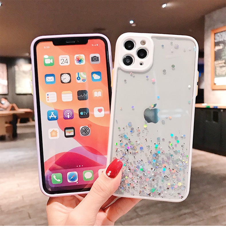 iPhone16 Glitter Dropping Mobile Phone Case with Fine Hole Transparent Color Edge iPhone15 Gradient Drop-resistant Mobile Phone Case - Image 5